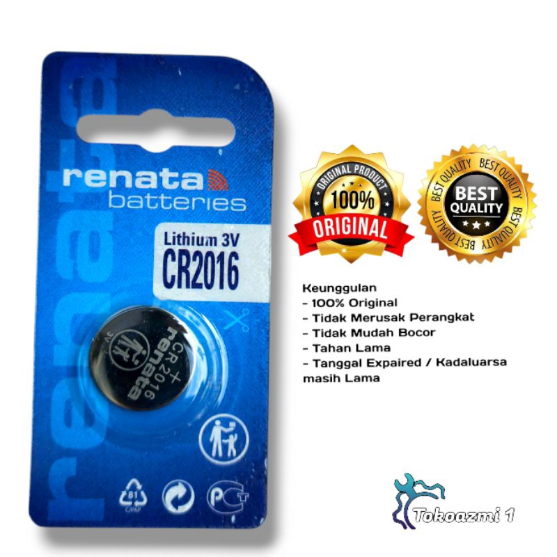 Jual Baterai Original Renata CR2016 3v Battery Lithium Single Pack ...