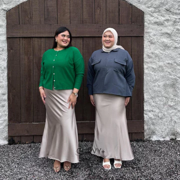 CURVYPLUS ADERA Rok Satin Silk Skirt Premium 107cm Plus Size Rok Duyung Wanita Maxi Mermaid