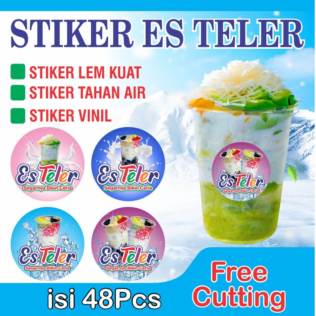 Jual STIKER ES TELER STIKER CUP KEKINIAN STIKER LABEL ES TELER | Shopee ...