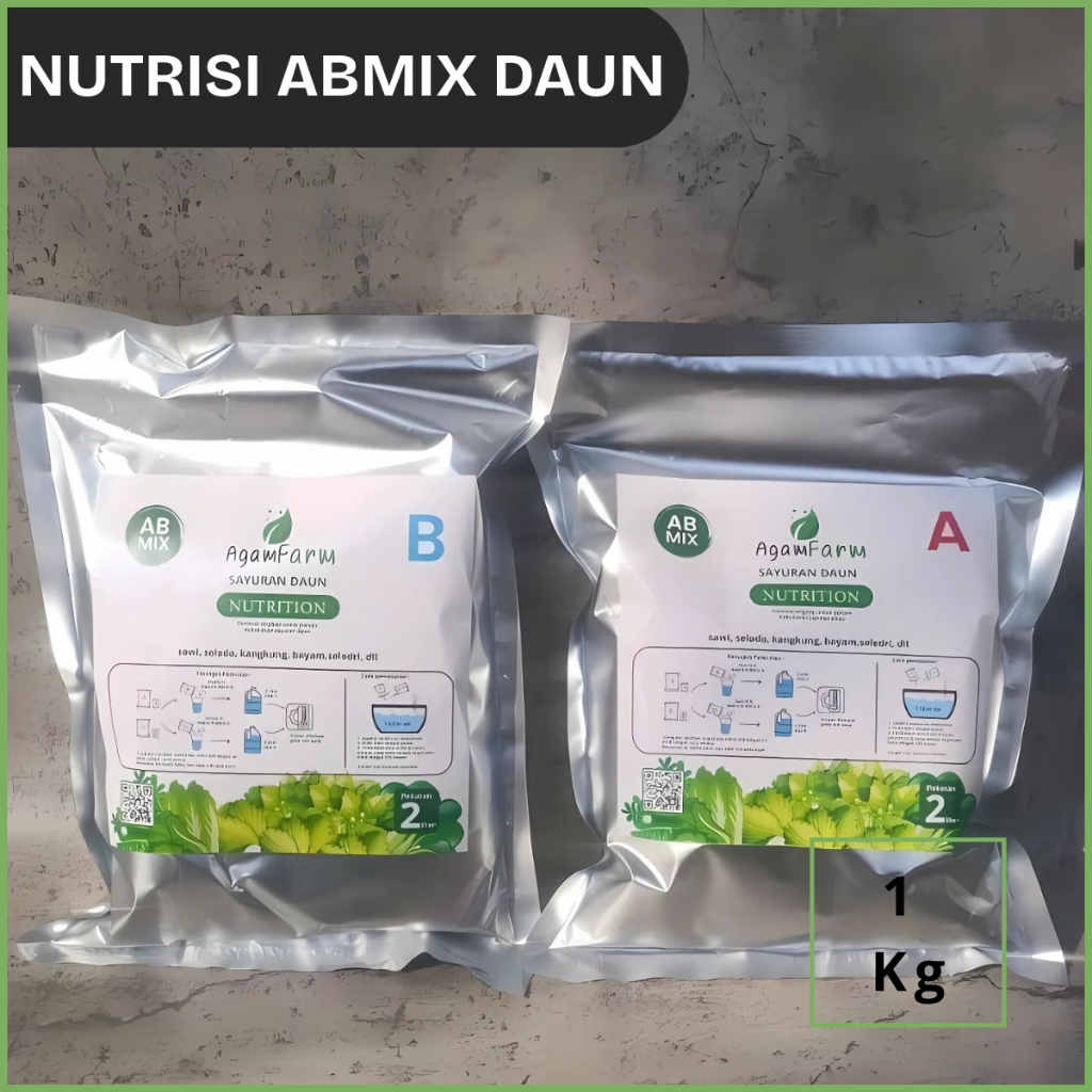 AB Mix 2 Liter Serbuk Pupuk Hidroponik Sayuran Daun 400 Liter / Nutrisi Ab Mix sayuran daun 1 kg