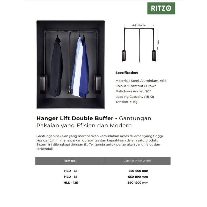 Jual RITZO HANGER LIFT DOUBLE BUFFER (PENGANGKAT GANTUNGAN RITZO BUFFER ...