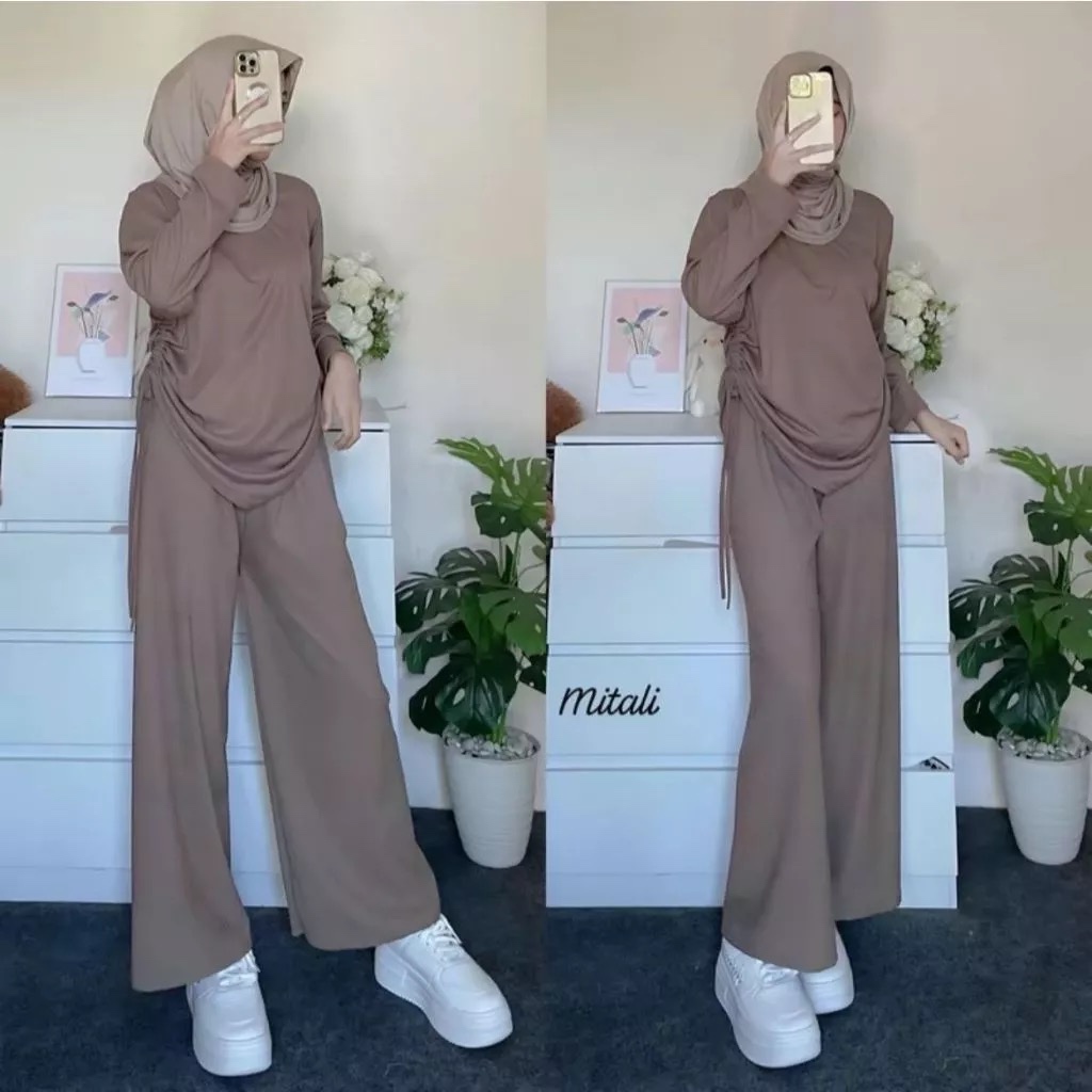 SETELAN WANITA GIA SET SERUT TALI KNIT SETELAN WANITA L - XL