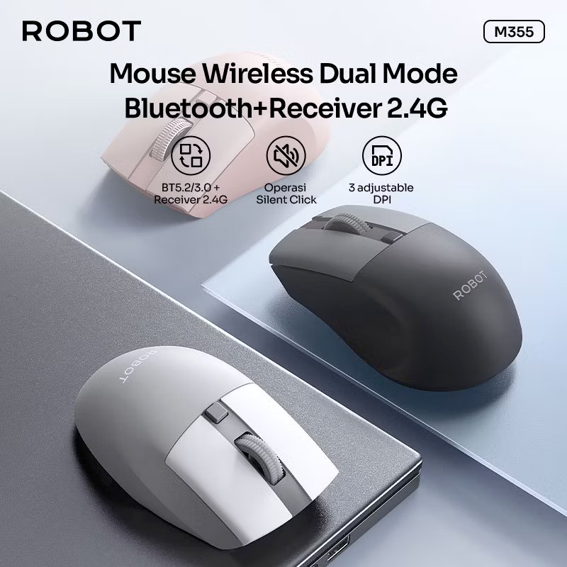 Jual Mouse Robot M355 Dual Mode Bluetooth & 2.4G Wireless Silent Klik ...