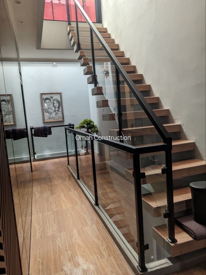 Jual Railing Tangga Balkon Void Besi Galvanis Hitam Kaca Tempered 10 mm ...