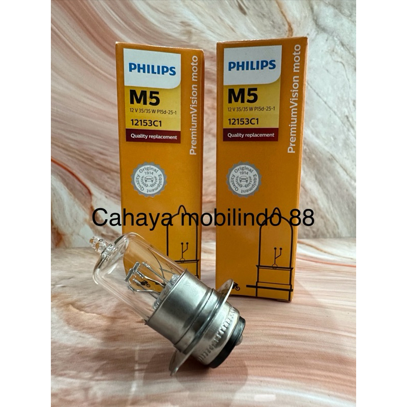 Philips Lampu Motor M5 H6 T19 12v 25w/35w k1 Kaki 1 12153c1 Premium Vision Roda 2 HARGA SATUAN