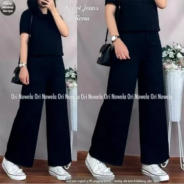 Celana Jeans Wanita High Waist Kulot Jeans Wanita Premium