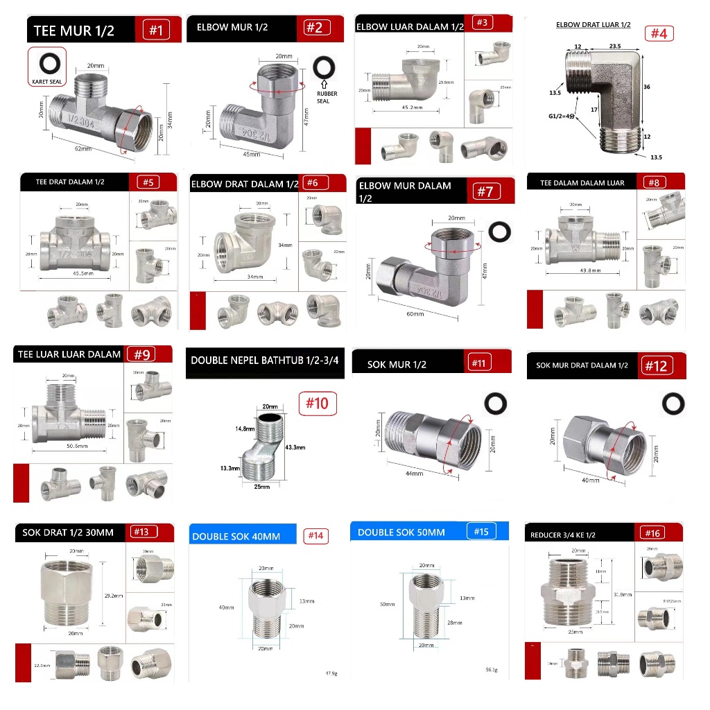 Jual Nepel stainless 304 / double neppel / sok kran / T shower ...
