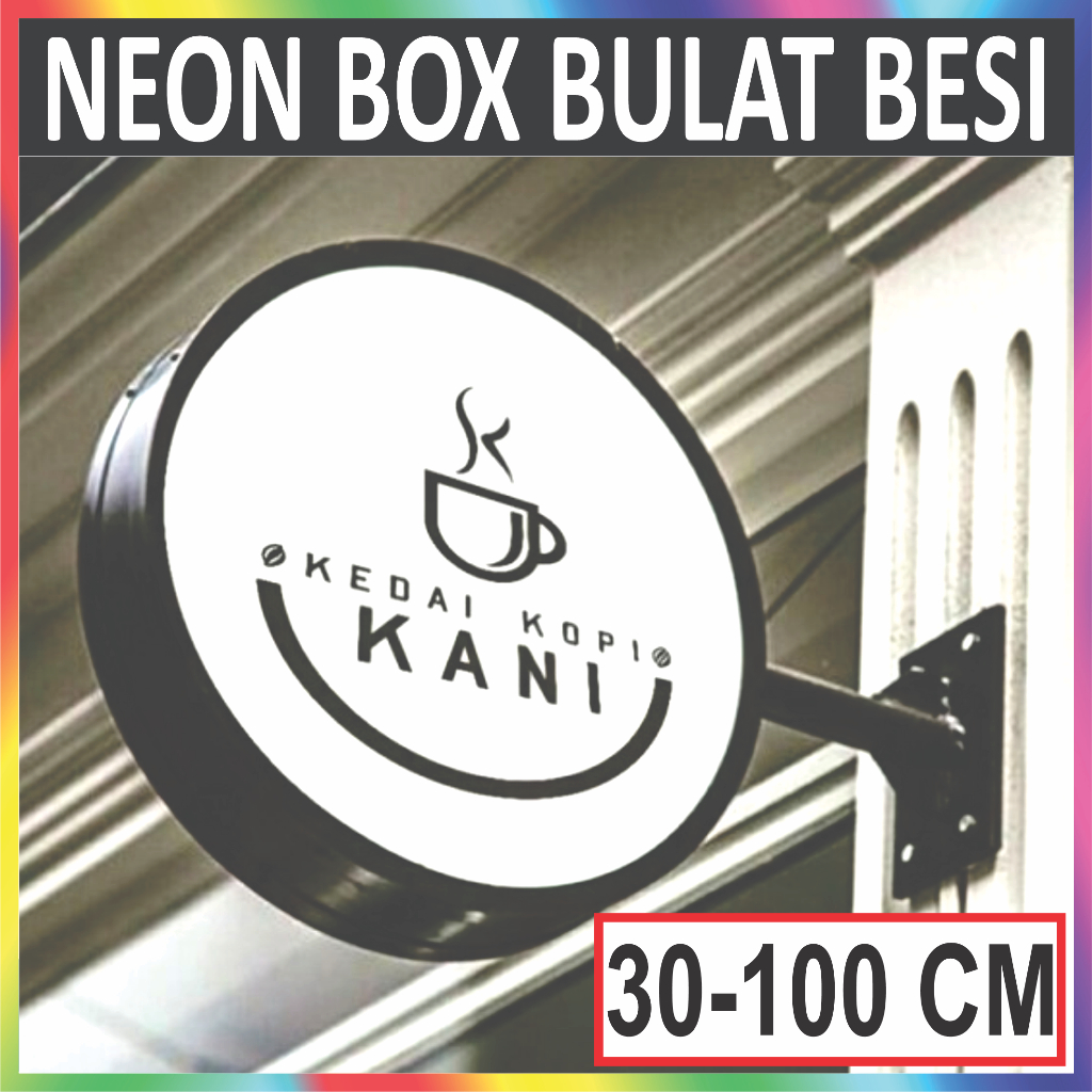 Jual NEON BOX BESI BULAT 1 & 2 SISI UKURAN 30 CM - 100 CM NYALA LED ...