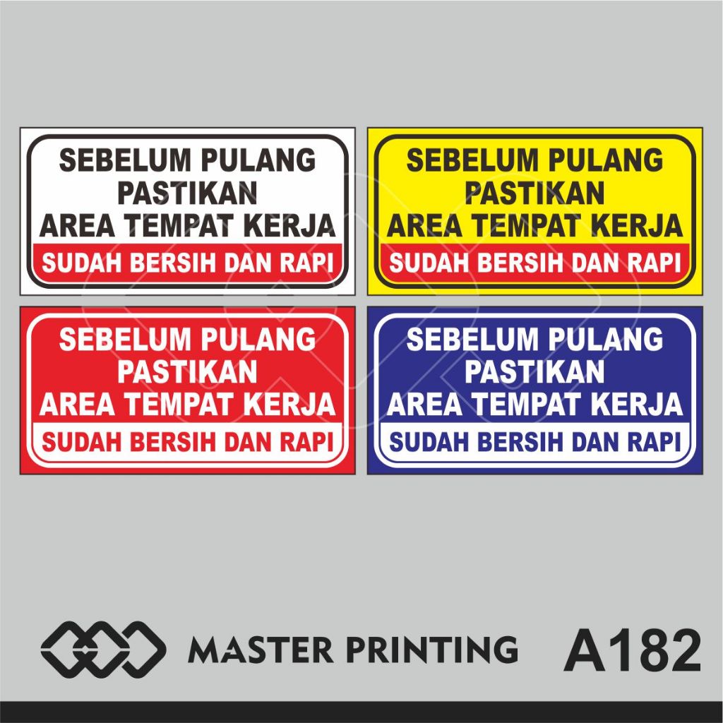 Jual A182 - Acrylic Sign, Akrilik Sebelum Pulang Pastikan Tempat Kerja ...