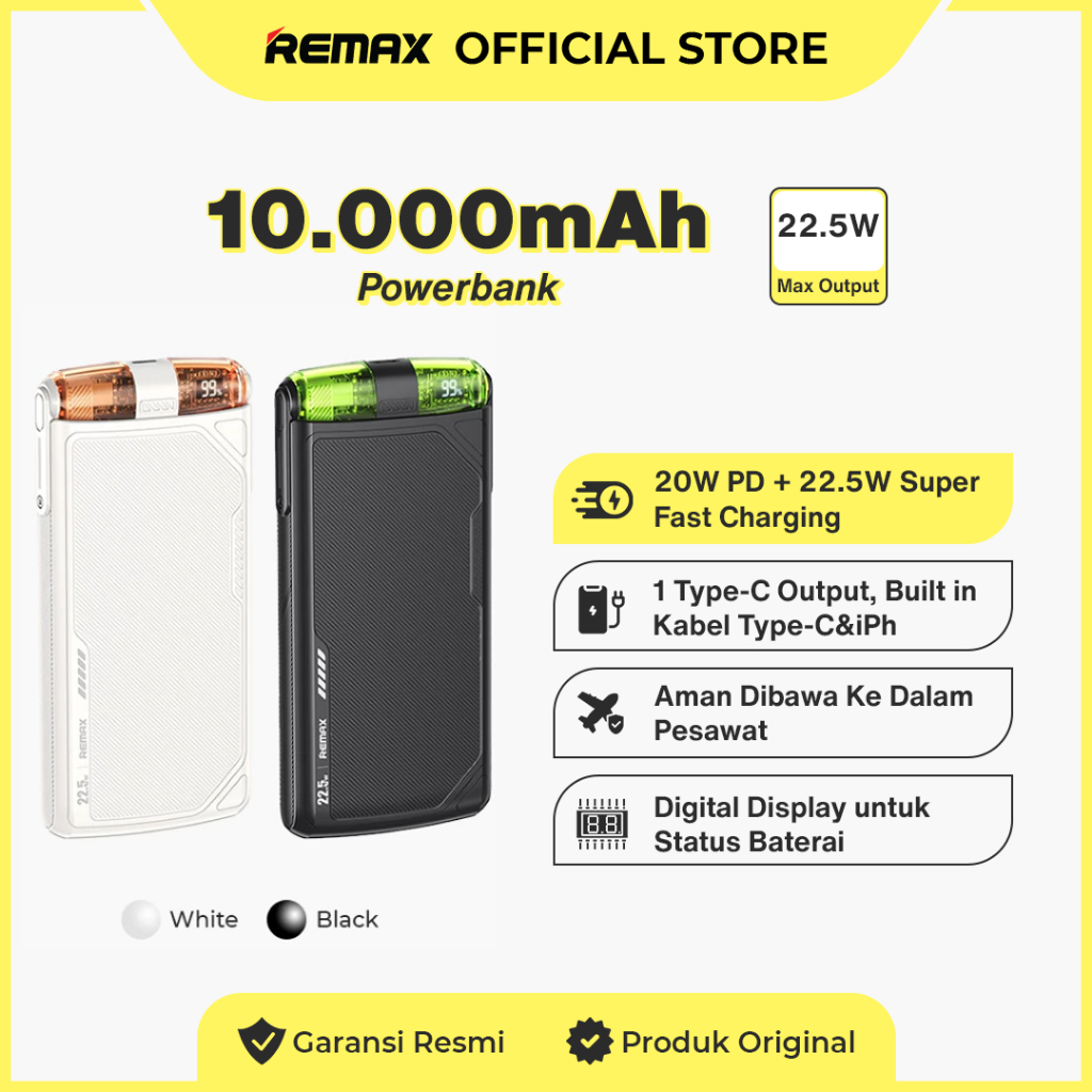 Jual Remax Powerbank Fast Charging Flight Friendly 10000mAh 22,5W+20W ...