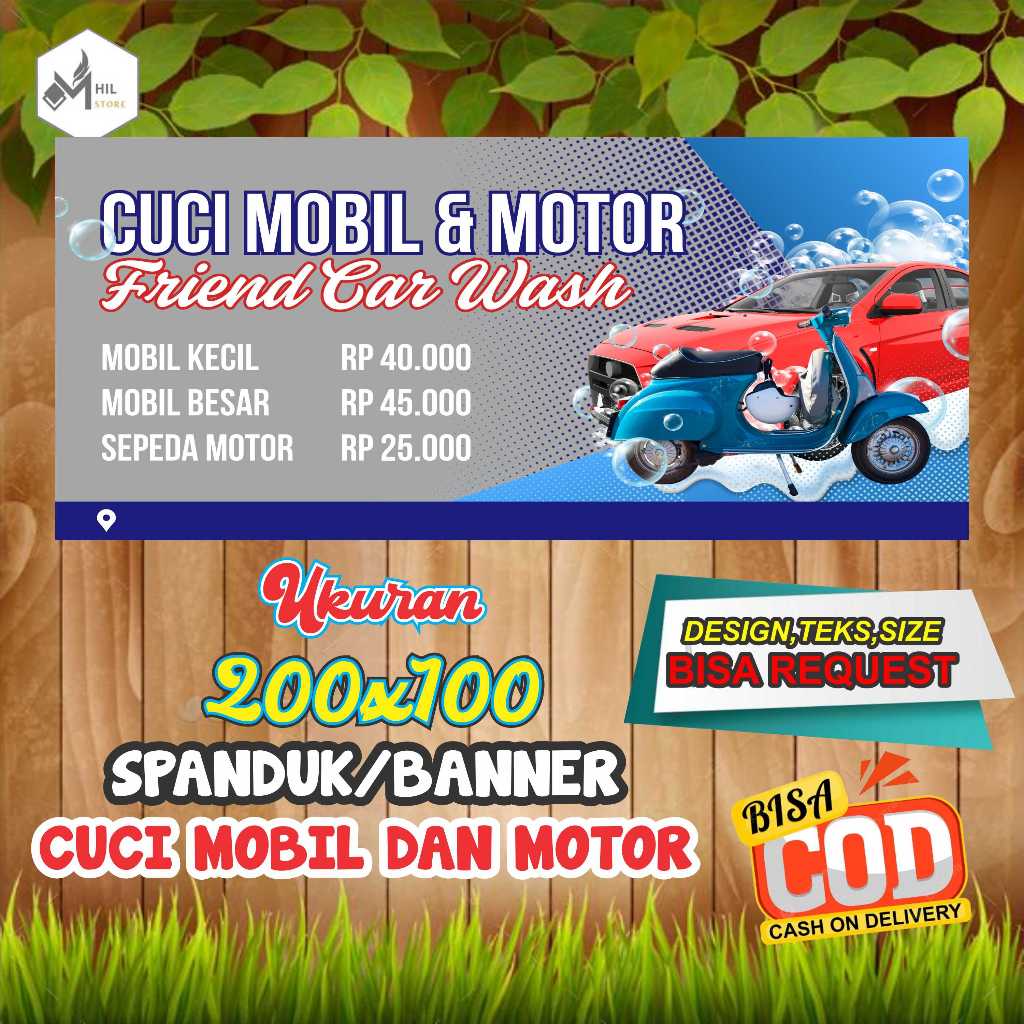 Jual Spanduk Banner Size 200X100 Cm CUCI MOBIL DAN MOTOR Free Custom ...