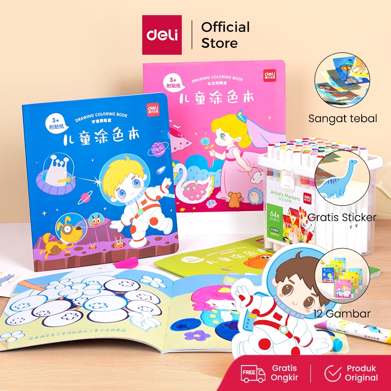 Jual Deli Buku Mewarnai / Painting Book Gratis Sticker Kertas Tebal ...