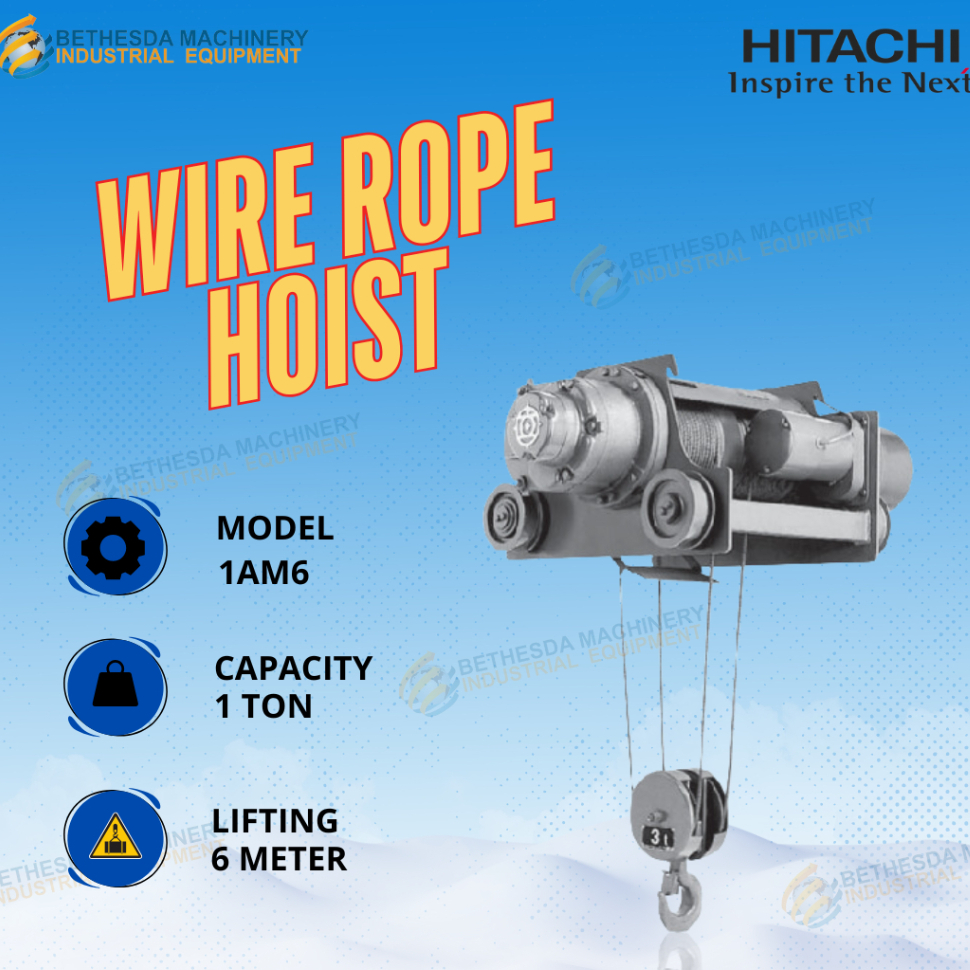 Jual Electric Wire Rope Hoist 1 Ton x 6 meter Hitachi A Series - Tanpa ...