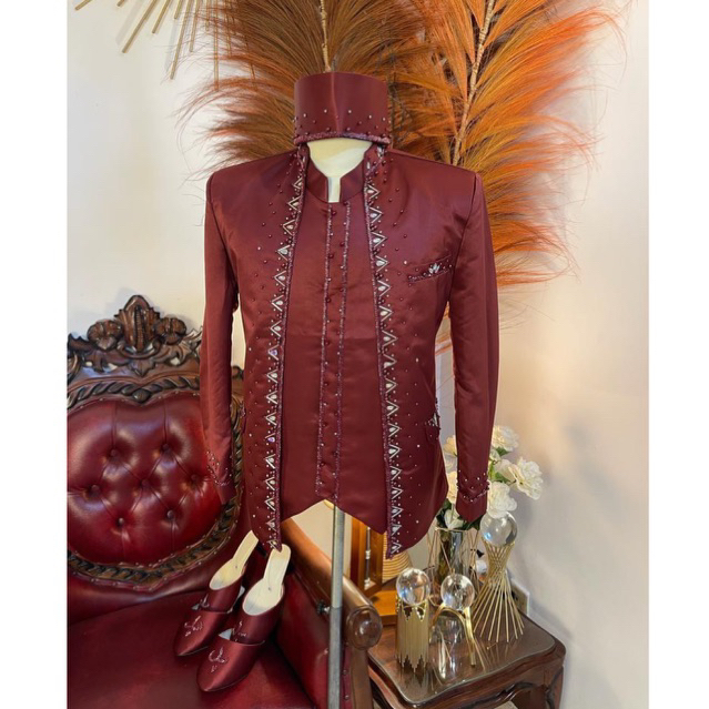 Jual Basofi pengantin pria | Beskap pengantin pria modern | Shopee ...