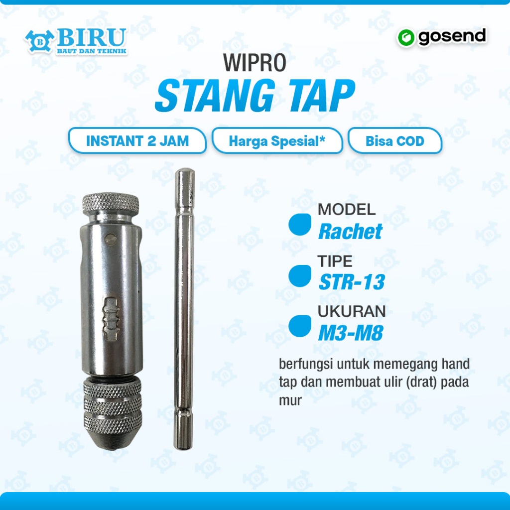 Jual WIPRO Stang Tap Ratchet / Gagang Hand Tap Rachet STR-13 M3 - M8 ...