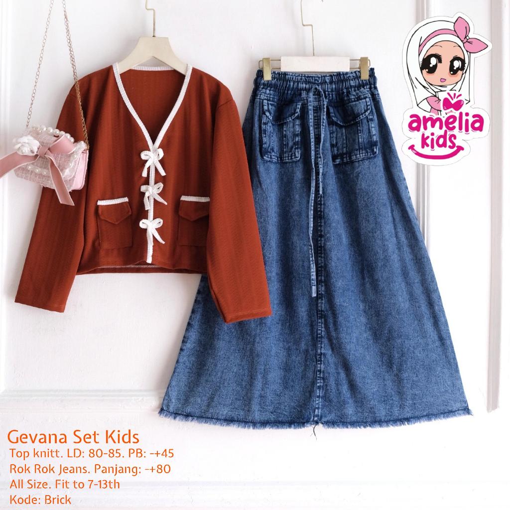 Jual New setelan rok jeans anak perempuan 8-13 tahun ariana gevana givi ...
