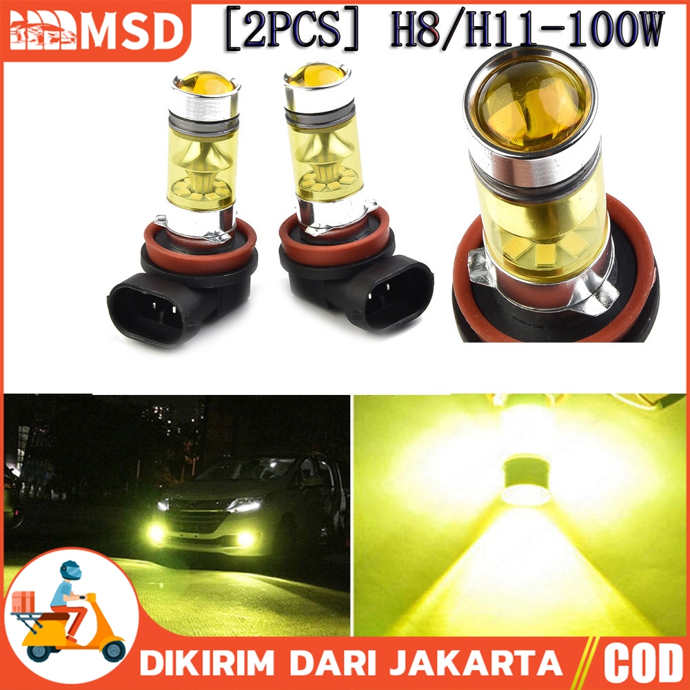 2pcs mobil led Lampu Kabut Led H11 H8 4300K 100W 1500LM Super Terang Warna Kuning PUITH