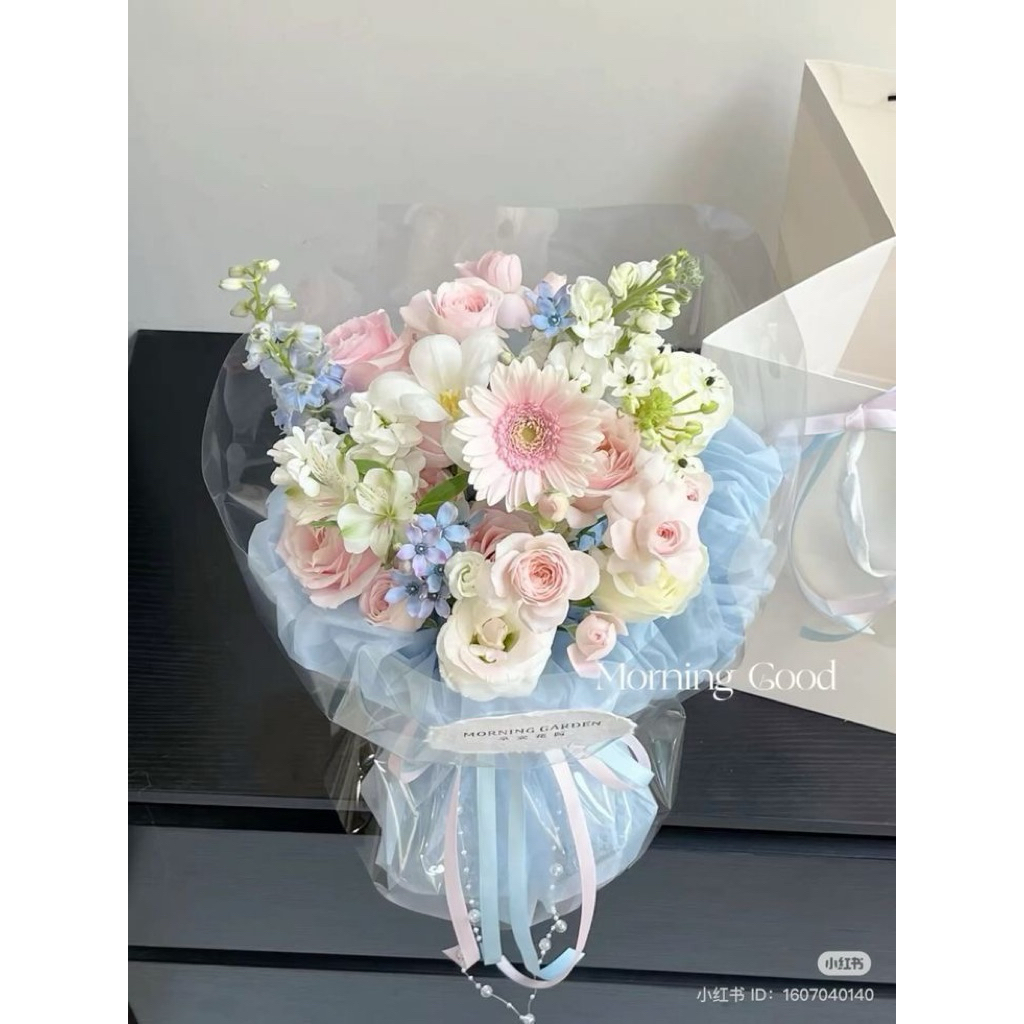 Jual minimalism blue mix flowers bouquet bucket buket bunga buah segar ...