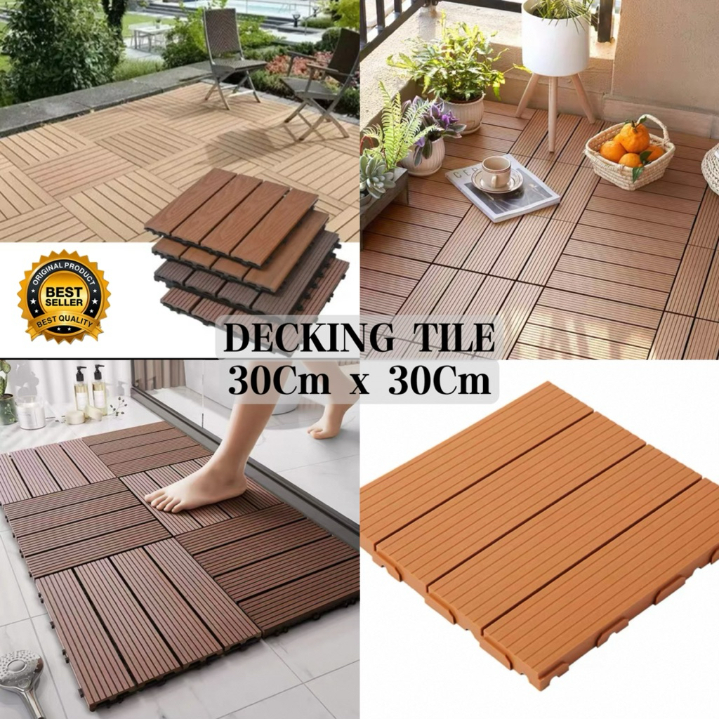 Decking Tile Lantai Decking Tile Kayu WPC 30Cm x 30Cm - Lantai Kayu Outdoor Indoor