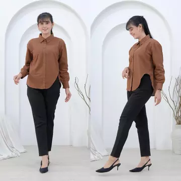 Talita Blouse Kemeja Wanita Linen Premium Kemeja Basic Wanita Casual Korean Style