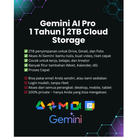 Jual Paket Gemini AI Pro – 1 Tahun | 2TB Cloud Storage | Bukan Trial ...