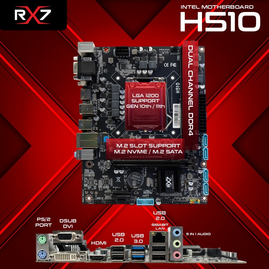 Jual MOTHERBOARD RX7 H510 Socket LGA 1200 DDR4 MAINBOARD INTEL | Shopee ...