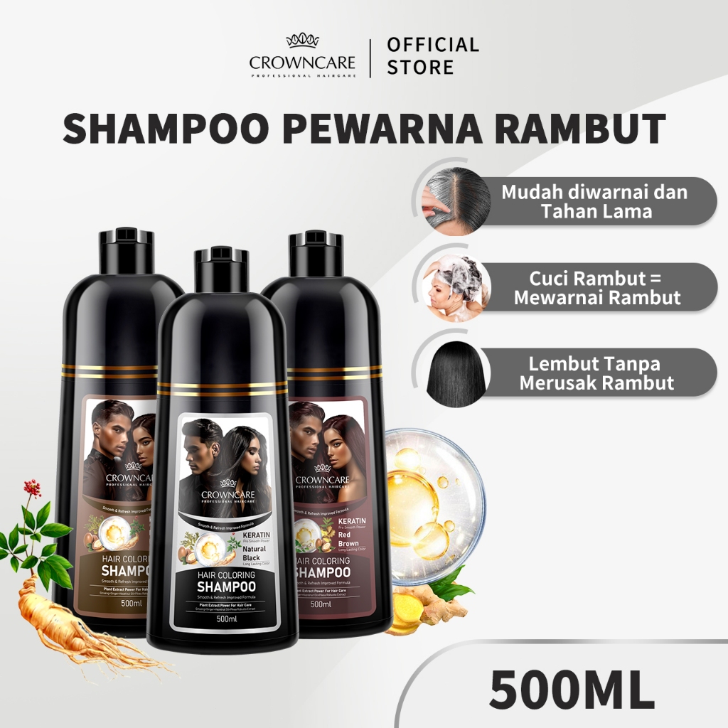 Jual CrownCare Hair Coloring Shampo Pewarna Rambut 500ML- Shampoo Uban ...