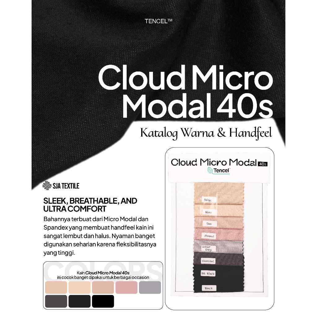 Jual Katalog Sample Kain Handfeel Cloud Micro Modal 40s by SJA Textile ...