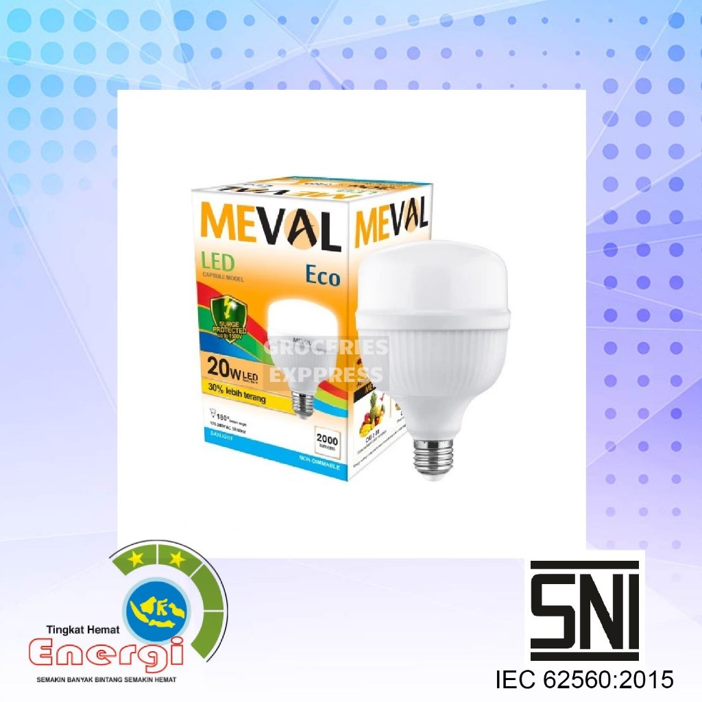 Jual Meval Lampu LED Kapsul ECO Putih Terang 5W 10W 15W 20W | Shopee ...