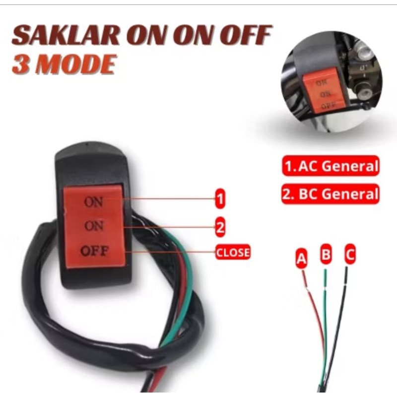 Jual SAKLAR ON ON OFF UNIVERSAL 3 MODE (SEMUA MOTOR) | Shopee Indonesia