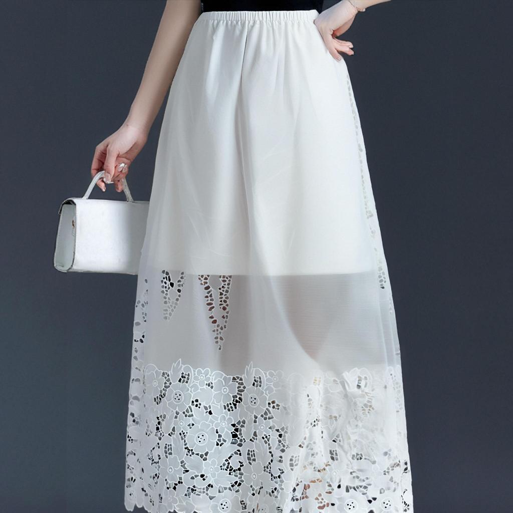 Jual [Accessible Luxury] Rok panjang dengan pinggang elastis dan ujung ...