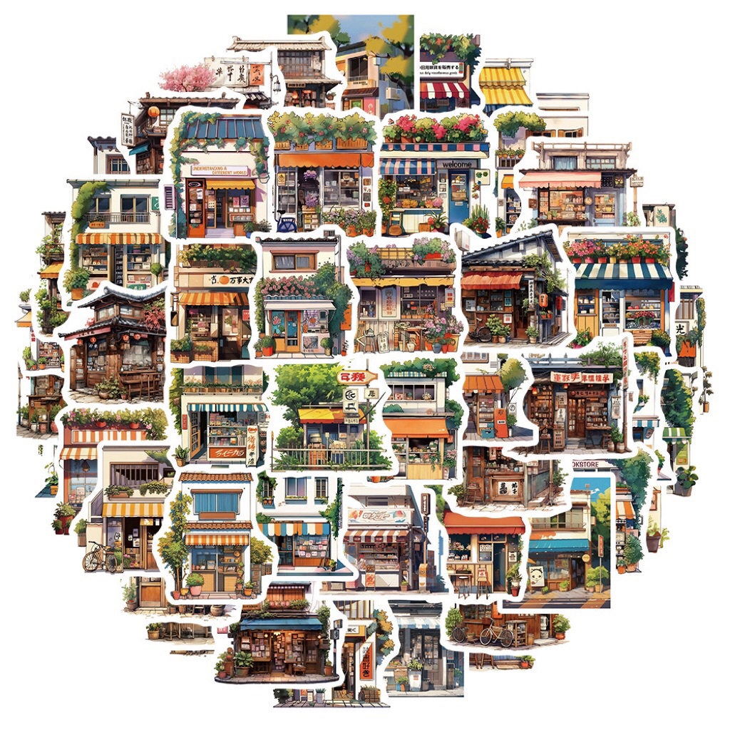 Jual STICKER ISI 55 PCS Vinyl Anti Air - Vintage Store Front Sticker ...