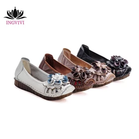 Sepatu Wanita INGVIVI Flat Melati Kulit Sapi Asli Empuk Dan Lentur Shoes Tinggi 3 Cm (Size 36