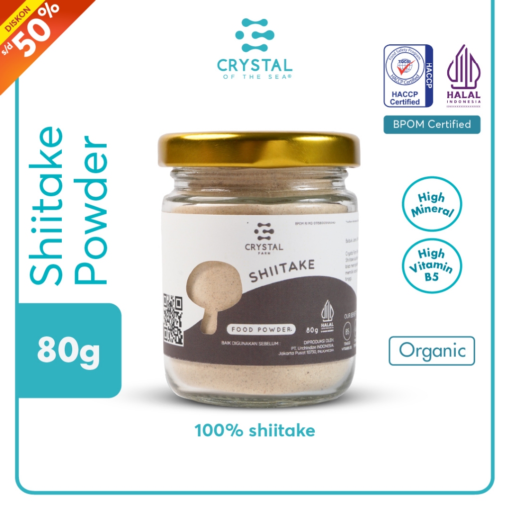 Jual Crystal Farm - Shiitake Food Powder 80gr - 20gr / Mushroom Powder ...