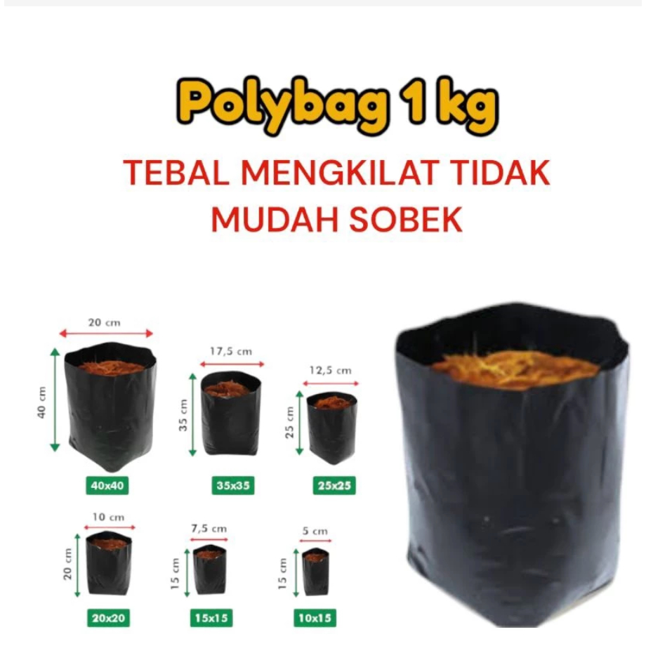 Jual PLASTIK POLYBAG 1 kg tebal polybek polybeg polibek polibeg tanaman ...