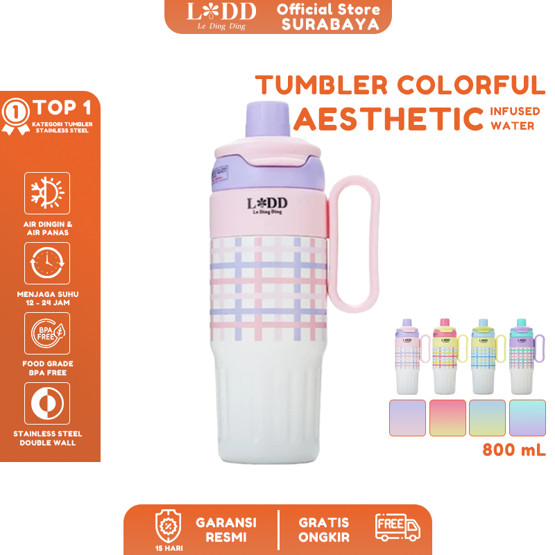 Jual LDD Tumbler Aesthetic Botol Minum stainless 800ml Termos air panas ...