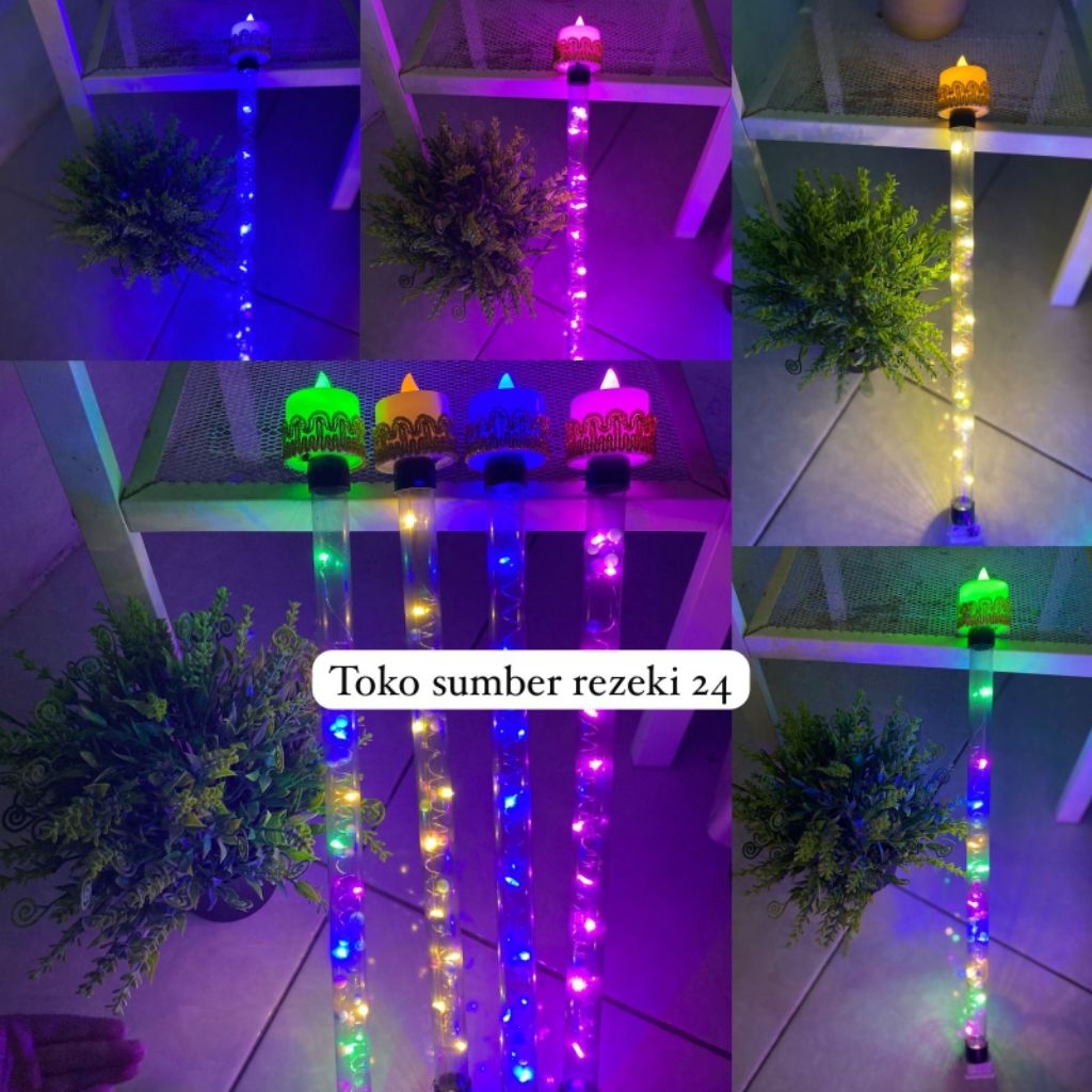 Lampion Obor Elektrik Takbiran Anak Aman Terang doubel lampu (DOUBEL LAMPU ATAS BAWAH)