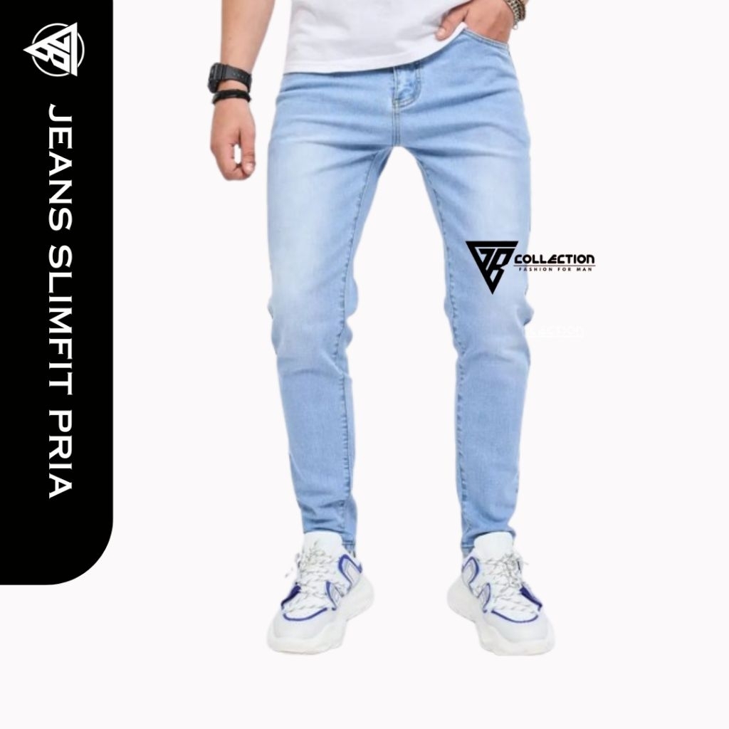 Jual Celana jeans pria Bahan streach melar pensil Slimfit cowok panjang
