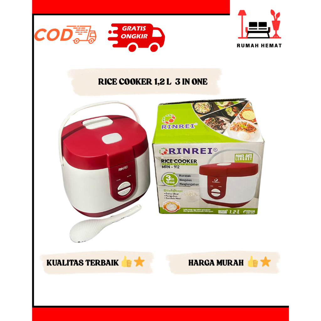 Jual Rice Cooker / Penanak Nasi / Magic Com RINREI 1,2 Liter MRN-912 ...