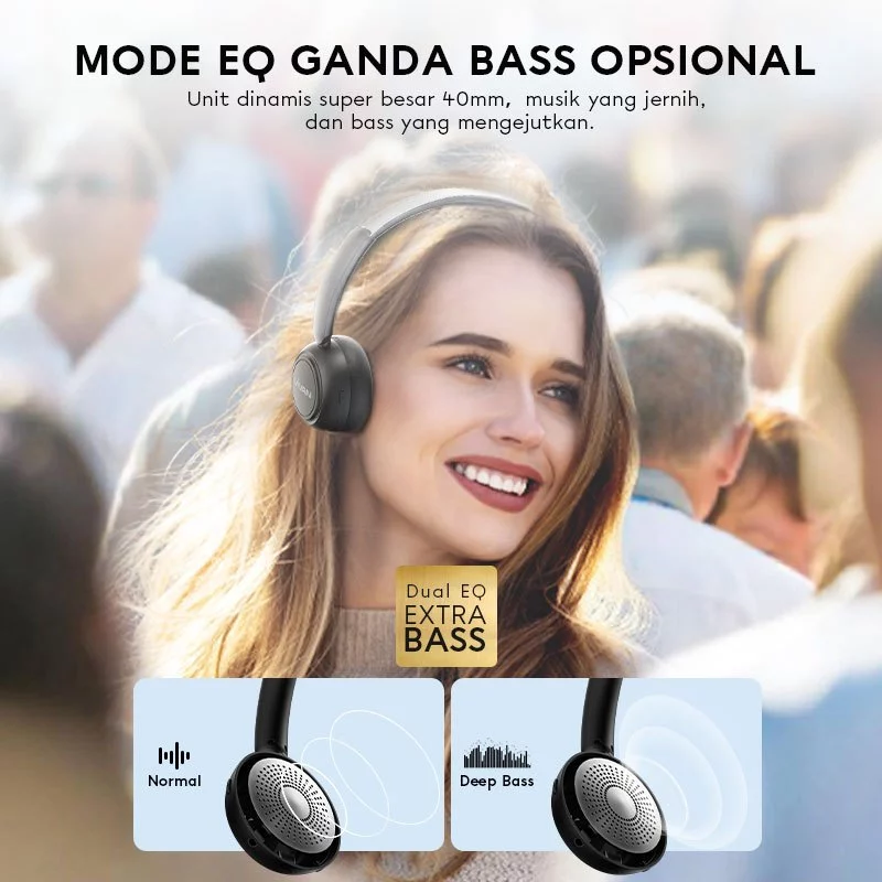 VIVAN Headphone Bluetooth H100S v5.4 HiFi Sound ENC Mic Playtime 50 Hours | Garansi Resmi 1 Tahun