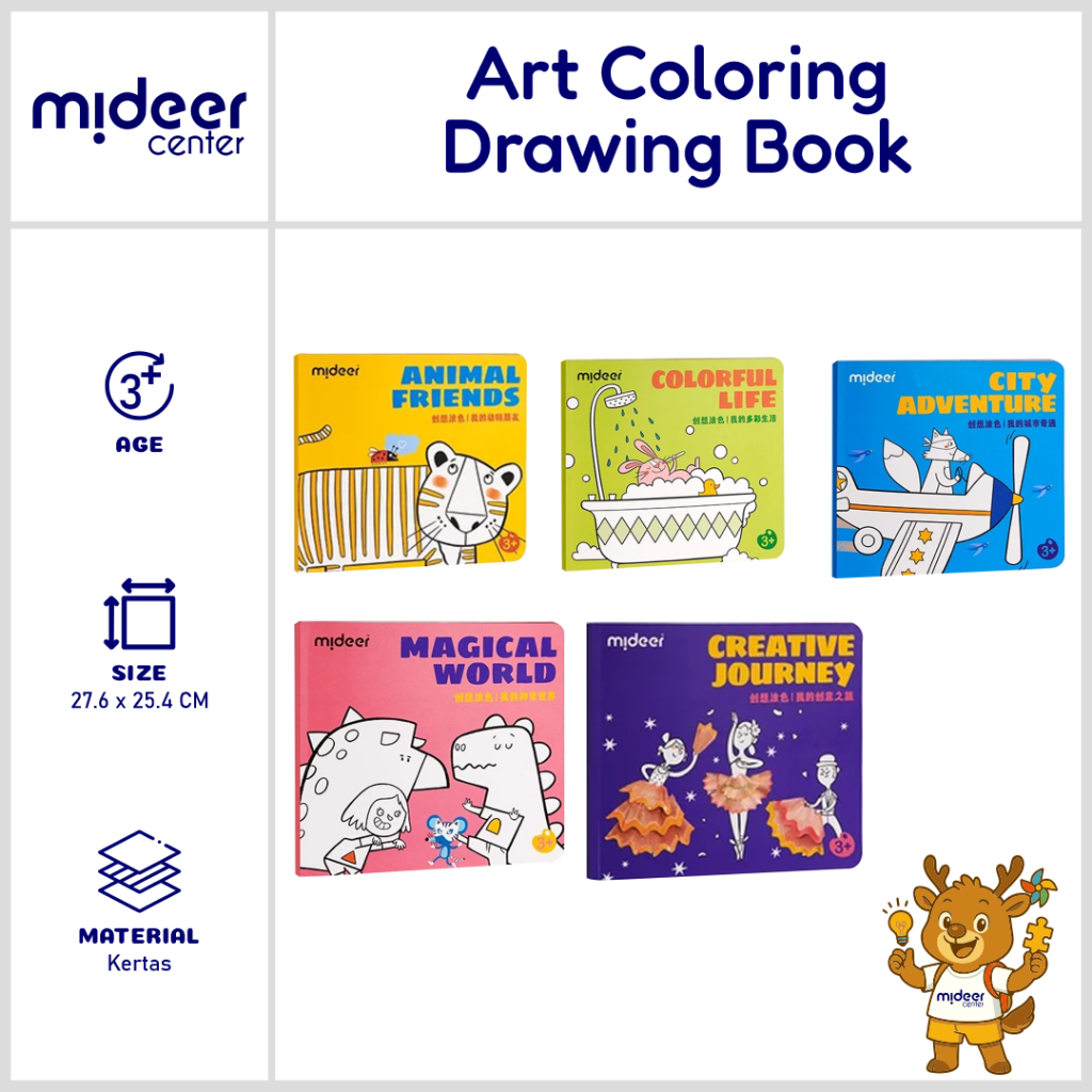 Jual Mideer Buku Gambar Mewarnai - Drawing Coloring book kartun | Buku ...