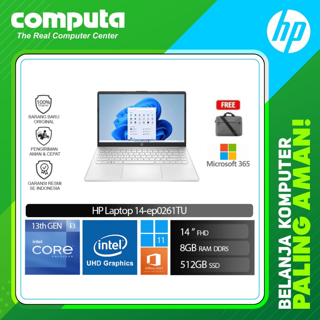 Jual HP Laptop 14-ep0261TU 14-ep0260TU i3-1315U 8GB 512GB 14 FHD W11 ...