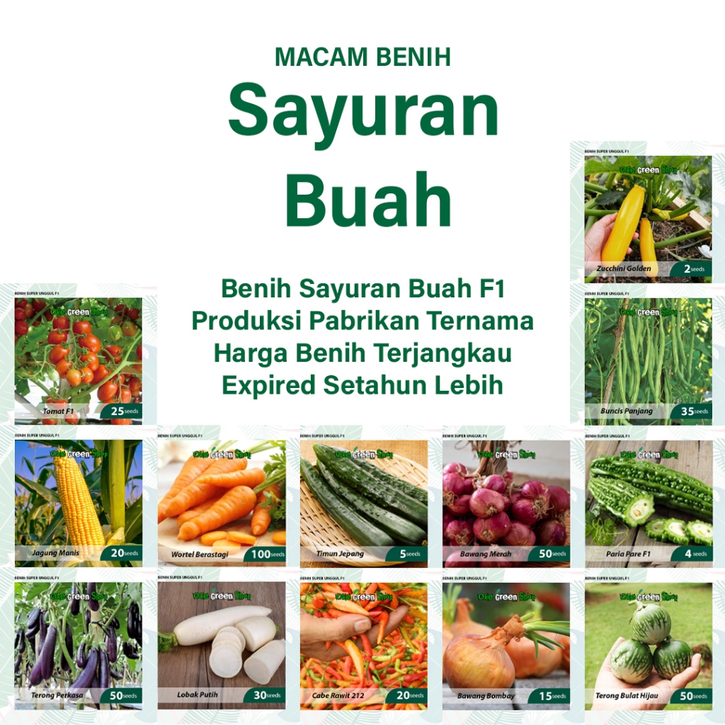 BENIH SERIBUAN - Macam Macam Benih Sayuran Buah Hibrida F1 Variasi Unggul