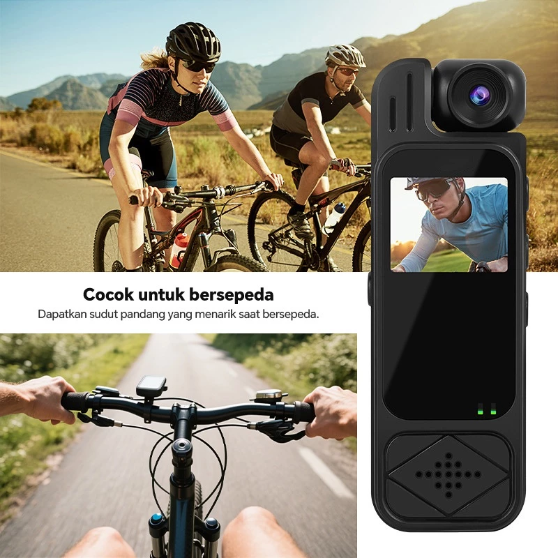 Manu Mini Kamera HD dengan lensa berputar 180 derajat dan layar warna 1.3 inci