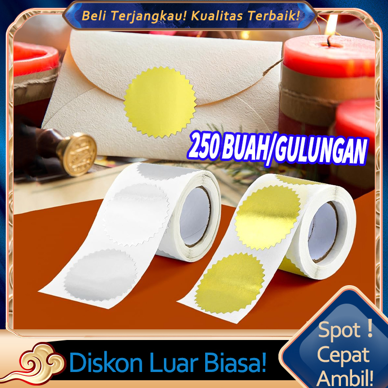 Jual 250pcs Sticker Logo Emboss Emas Perak Stempel Sticker Gold Emboss ...