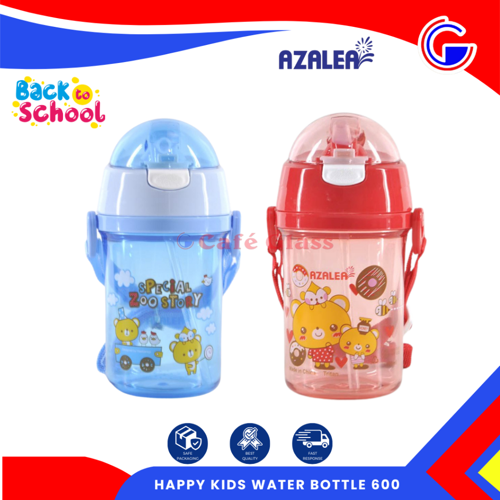 Botol Minum Anak - Botol Minum Sedotan Bpa Free - Happy Kids Water Bottle Azalea 600Ml