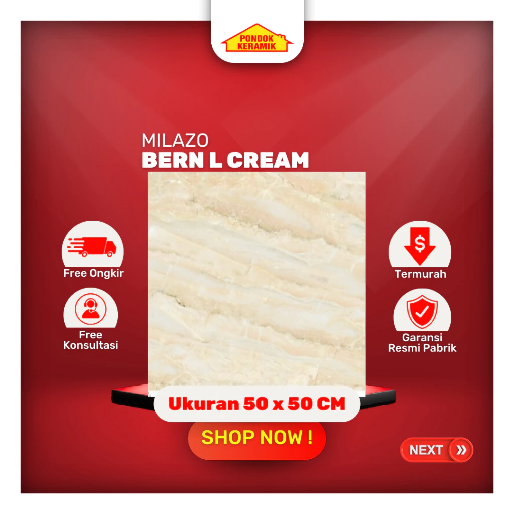 Keramik Lantai 50x50 Bern Light Cream Glossy Marble Marmer