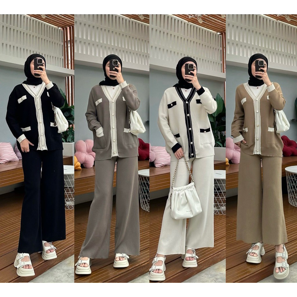 Jual Outfix Taosi Set - Baju Set Atasan dan Celana Bahan Knit Tebal ...
