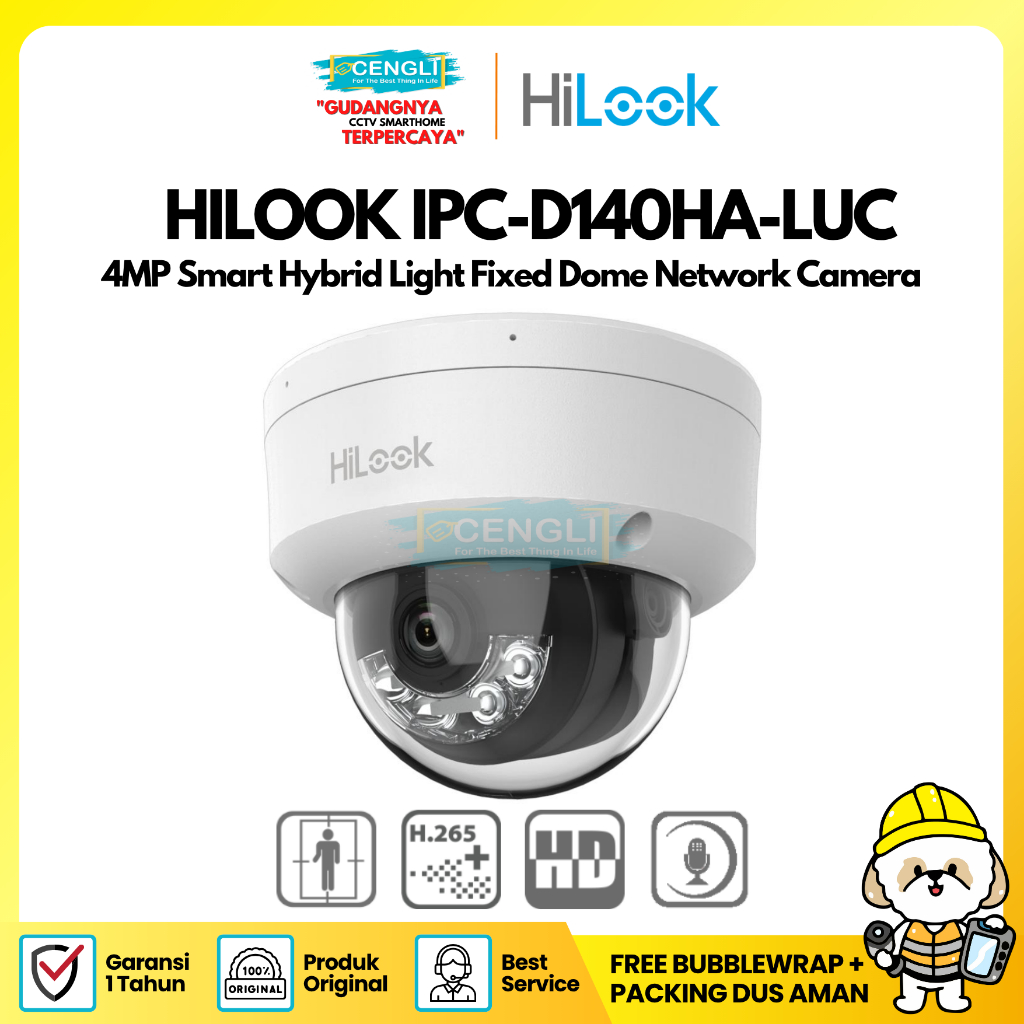 Caméra Dôme IP Hikvision HWI-D140HA-LUC 4MP - Smart Hybrid Light - Détection Personnes - PoE/Wi-Fi - Intérieur - 3