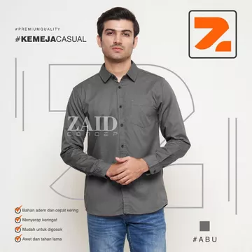 Brand ZAIDconcep Kemeja Pria Lengan Panjang Pria Kemeja Hems Casual Polos Kemeja Cotton Premium